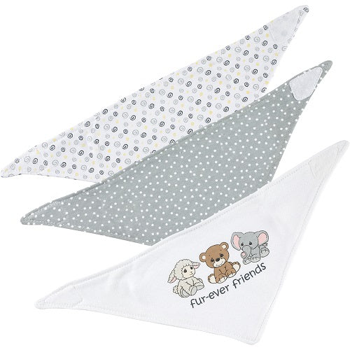 Set of Three Triangle Baby Bibs, White/Grey by Precious Moments
