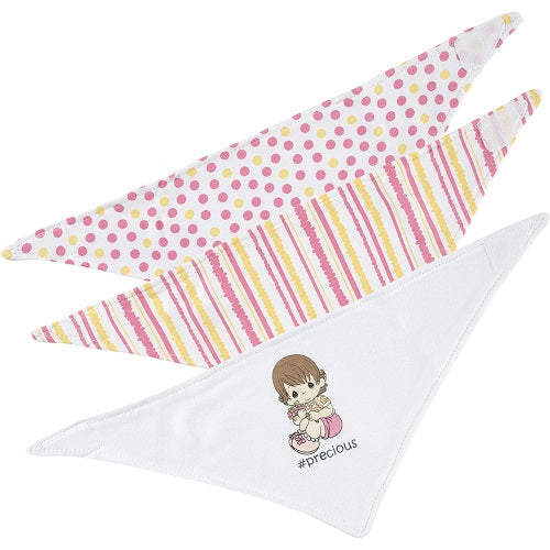 Set of Three Triangle Baby Girl Bibs, Pink/Yellow by Precious Moments