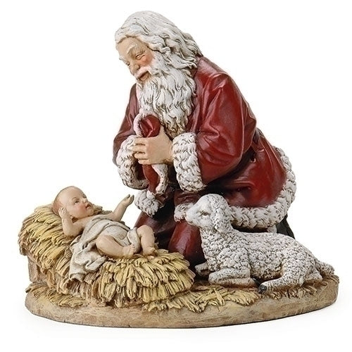Kneeling Santa with Baby Jesus Ornament