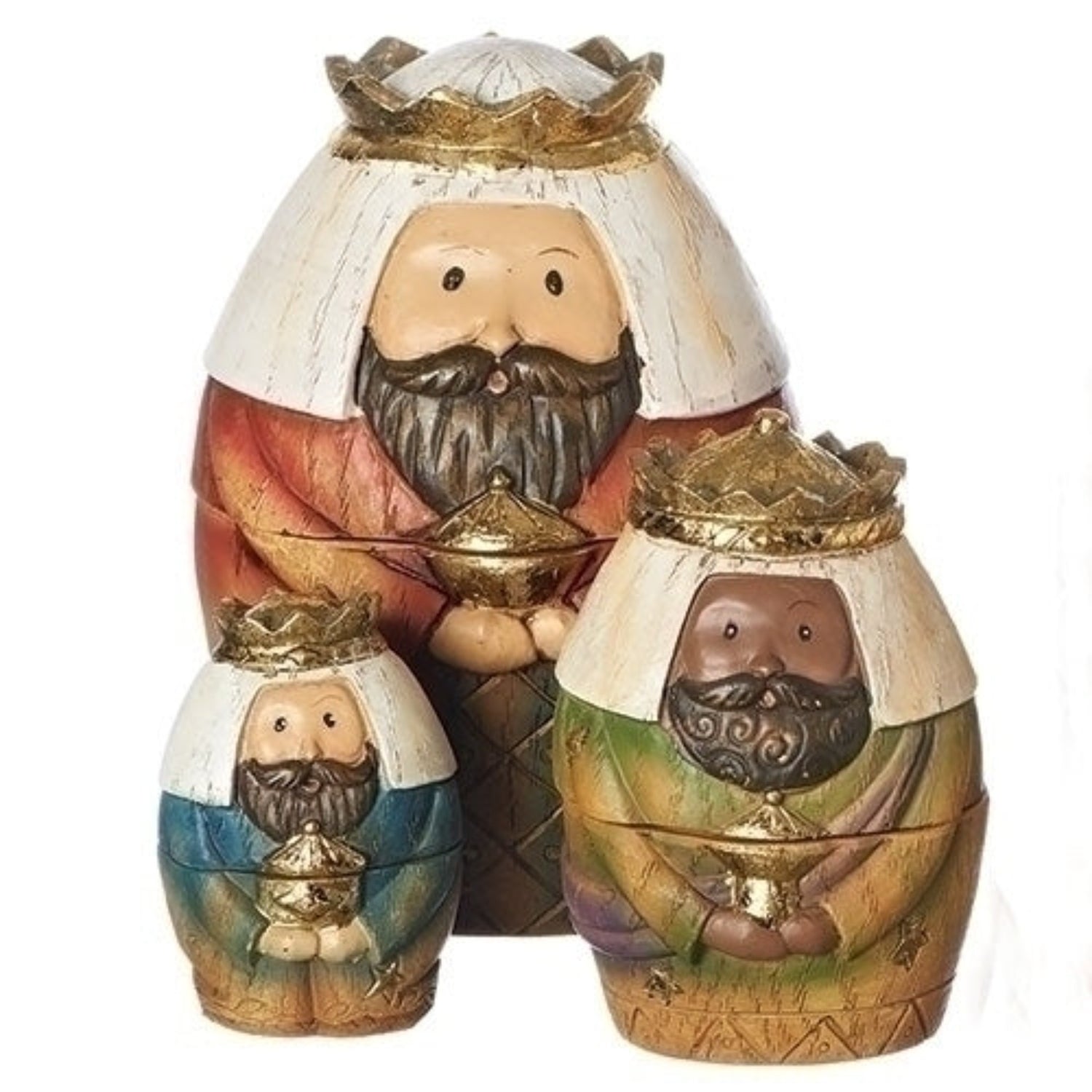 Roman Holy Family Three Kings and Shepherd Christmas Nativity Nesting Dolls Set of 9