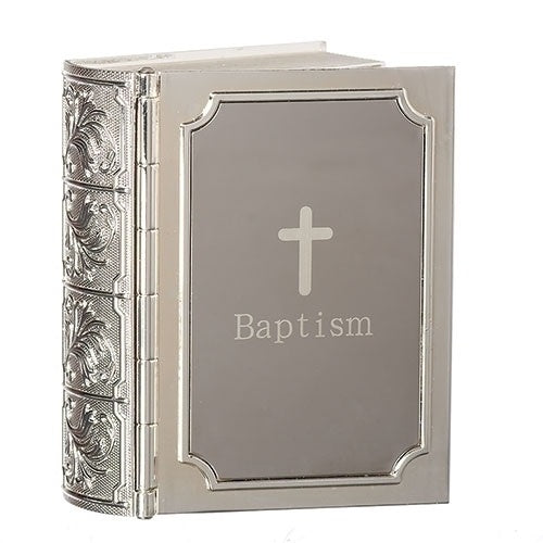 Silver Bible Baptism Keepsake Box - 3.5"