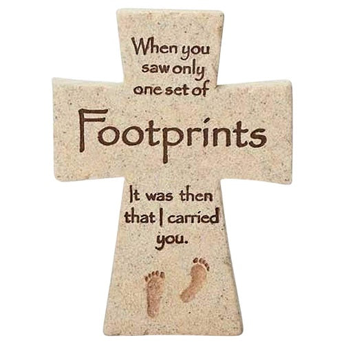 Figurine en forme de croix de table "Je t'ai porté" Footprints