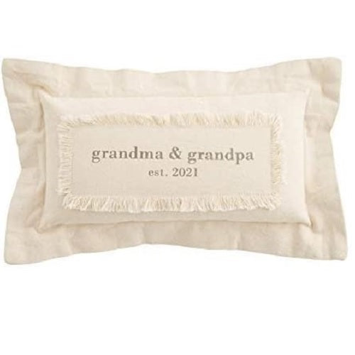 Mud Pie  Grandma & Grandpa EST. 2021 Throw Pillow