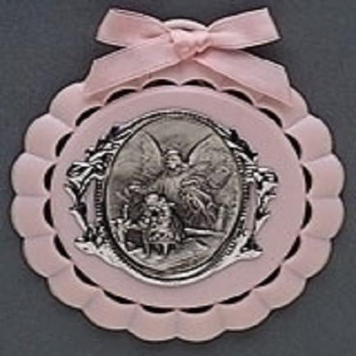 Roman Pink Cradle Medal Guardian Angel