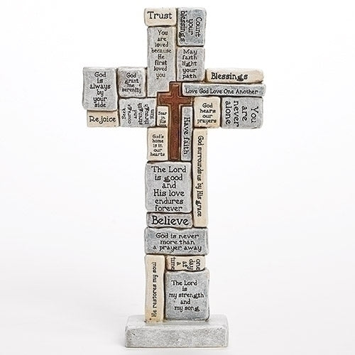 Roman Table Cross with Words of Encouragement and Prayers