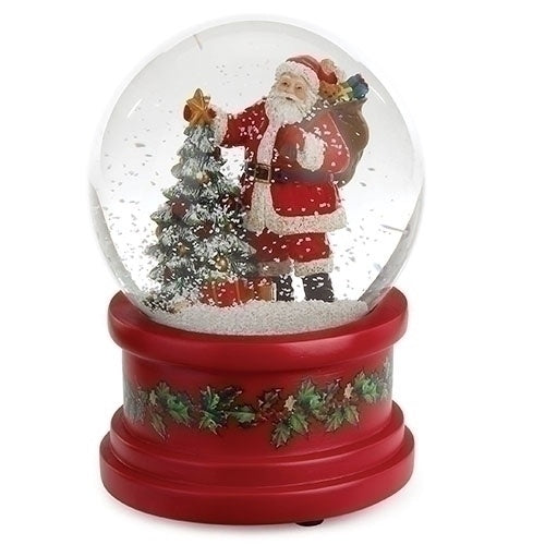Roman Musical Santa With Christmas Tree Glitter Dome