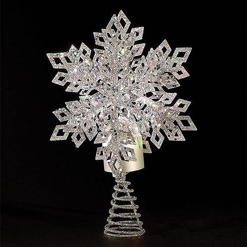 Roman LED Tricolor Snowflake Treetop Plug-in with Timer Metal