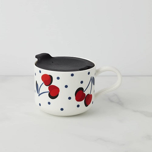 Kate Spade New York Vintage Cherry Dot Comfort Mug With Lid