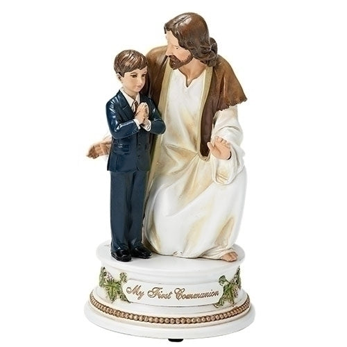 Boy First Communion Musical Figurine with Jesus
