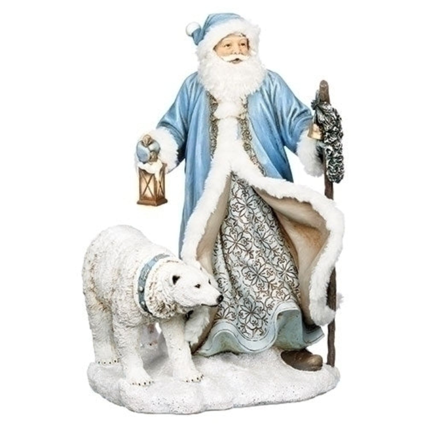 Roman LED Lights Santa with Polar Bear Figurine