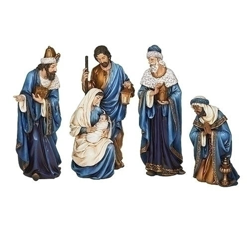 Nativity 4 Piece Set Blue & Gold by Josephs Sudio