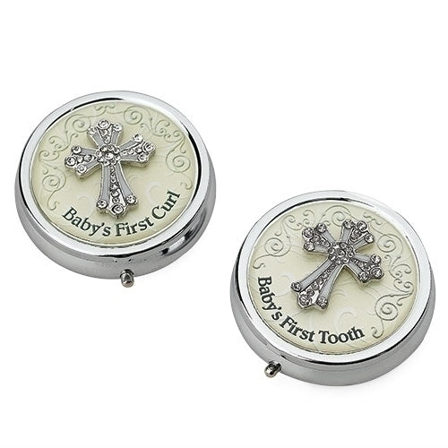Roman Set of 2 Enamelled Round Boxes Tooth and Baby's First Curl
