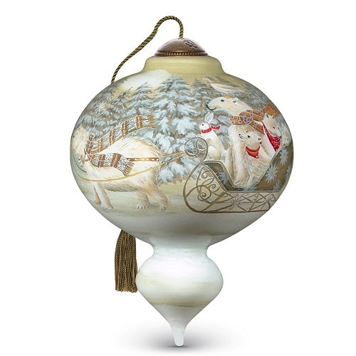 NeQwa Art Arctic Sleigh Ride, Hand-Painted Glass Ornament