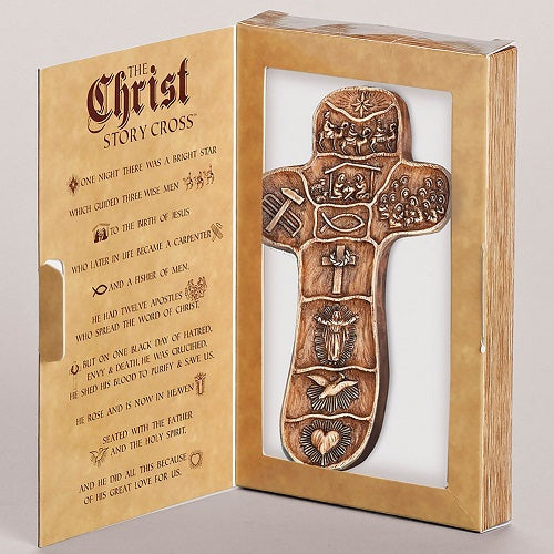 Roman Christ Story Palm Cross With Story Box Display