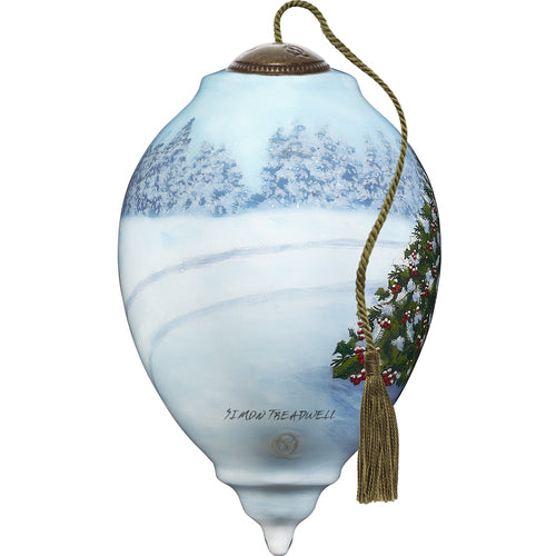 Woodland Cardinals, Hand-Painted Glass Ornament