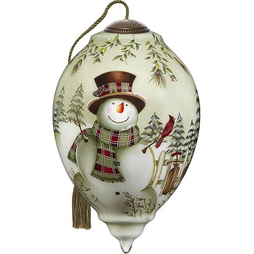 Frosty Friends, Hand-Painted Glass Ornament