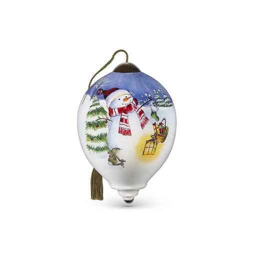 Ne’Qwa Art Christmas In The Forest, Hand-Painted Glass Ornament