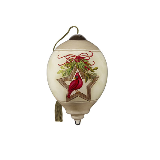 Ne’Qwa Art Starry Winter Cardinal, Hand-Painted Glass Ornament