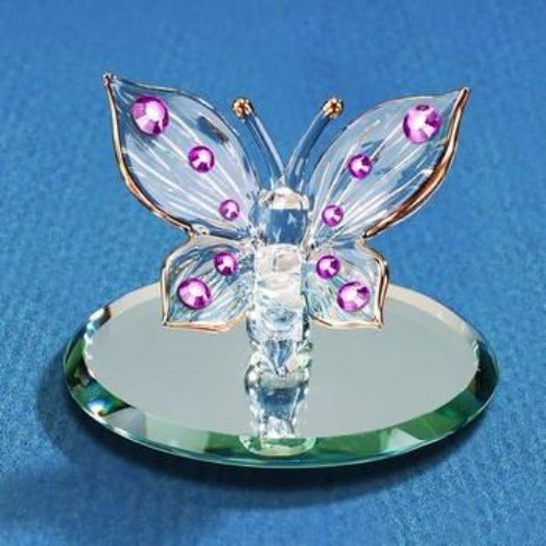 GLASS BARON BUTTERFLY, PINK CRYSTALS - Ria's Hallmark & Jewelry Boutique