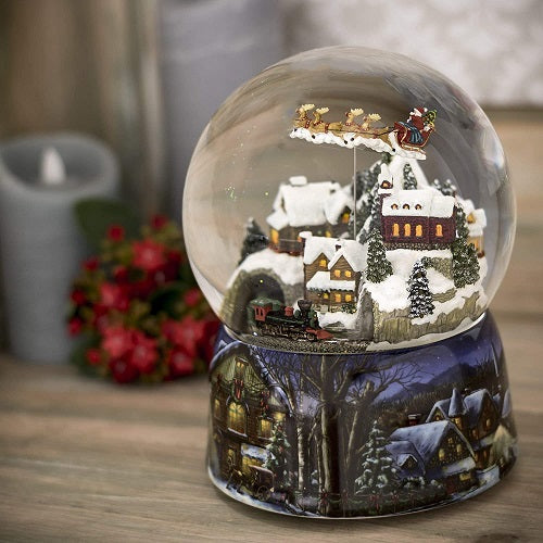 Roman Glitterdomes Boule à neige 150 mm musicale avec Père Noël en traîneau
