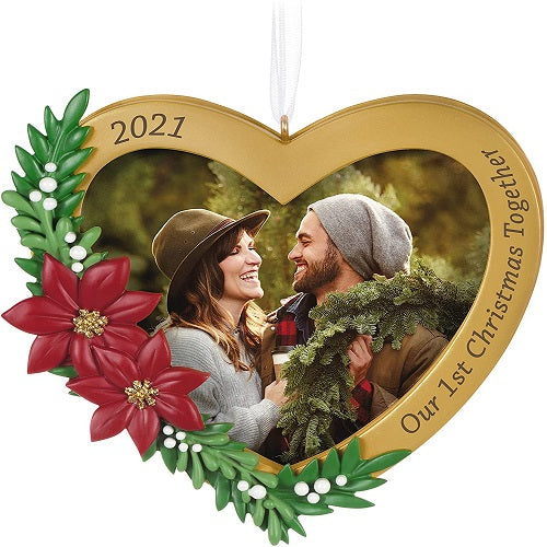 Ornament 2021, Our 1st Christmas Together Heart Photo Frame