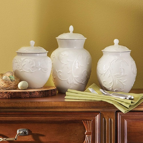Opal Innocence Carved 3-Piece Canisters by Lenox