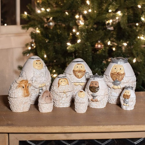 Roman Holy Family Christmas Nativity Nesting Dolls Set of 9