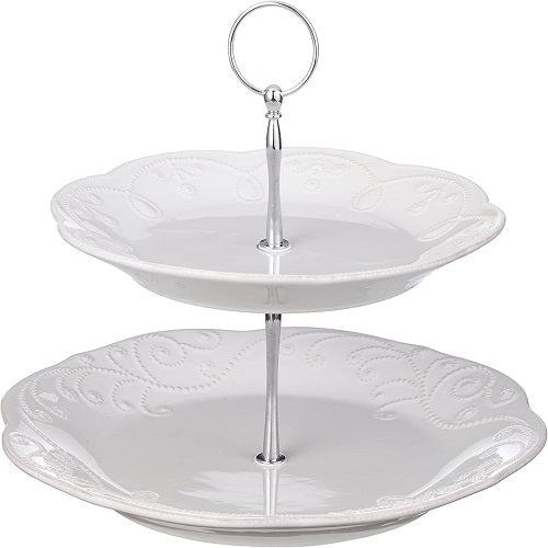 French Perle White™ 2-Tiered Server by Lenox