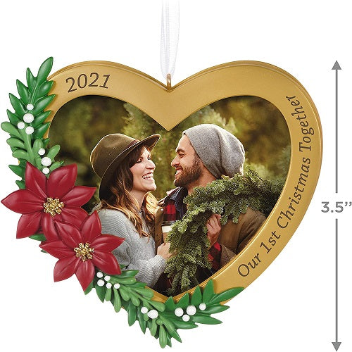 Ornament 2021, Our 1st Christmas Together Heart Photo Frame