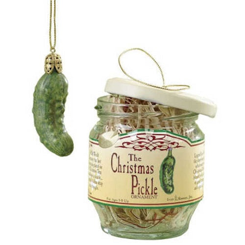 Roman Holiday Traditions Christmas Pickle Ornament in a Glass Jar Set
