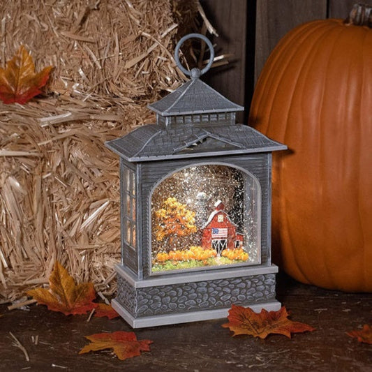 Roman LED Swirl 10.5" Lantern Farm Pumpkins