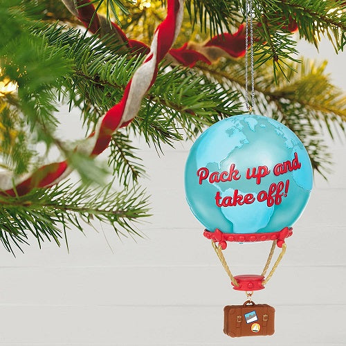 Ornament 2021 Up and Away Globe Hot Air Balloon Travel