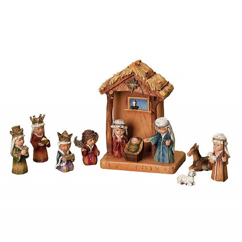Roman Childrens Nativity Set With Stable