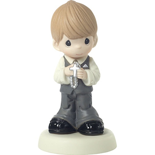 May His Light Shine In Your Heart Today And Always Bisque Porcelain Figurine Boy Blonde
