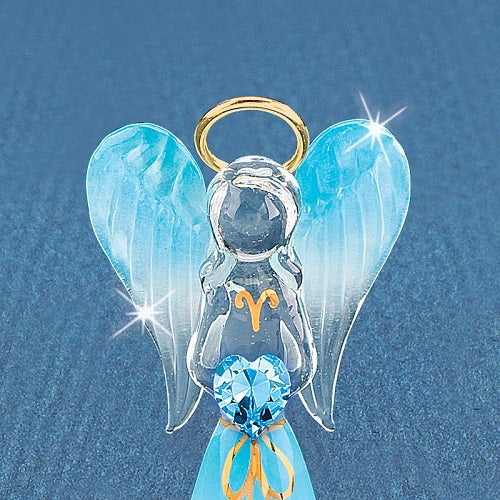 Figurine d'ange bleu céleste Baron en verre
