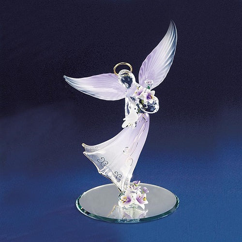 Glass Baron Lavender Angel with Dove Figurine