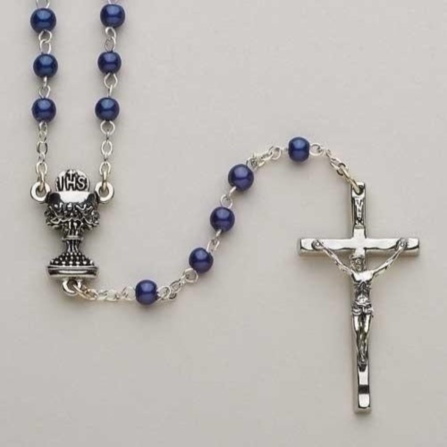 Dark Blue Communion Rosary by Roman