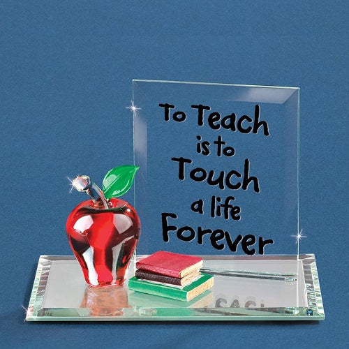 Glass Baron Teacher Apple with Books Figurine