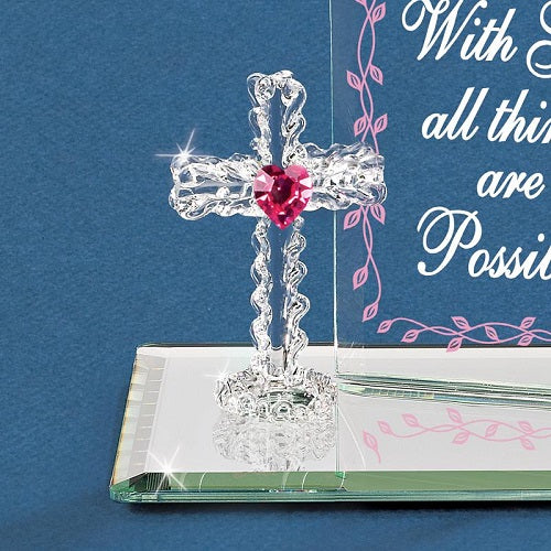 Glass Baron "With God, All Things are Possible" Plaque and Cross