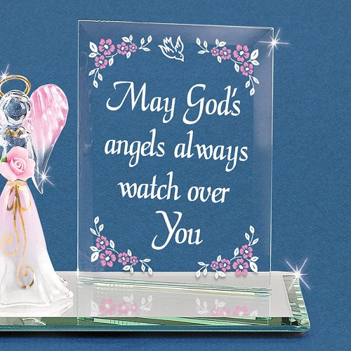 Glass Baron "Watch Over You" Angel Figurine and Plaque