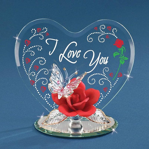 Glass Baron "I Love You" Butterfly and Rose
