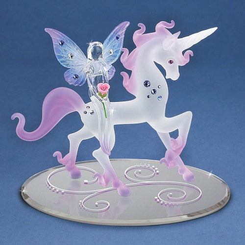 Magical Unicorn and Fairy Glass Figurine