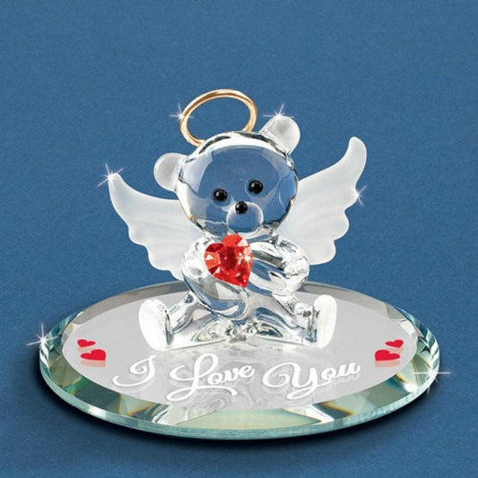 Glass Baron Angel Bear with Red Heart Figurine
