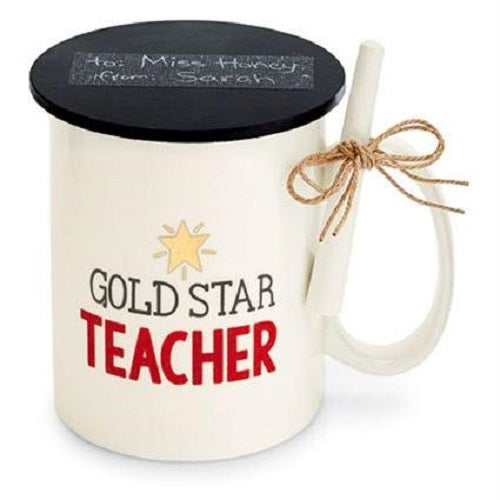 Mud Pie Gold Star Teacher Mug, 3-Piece Set