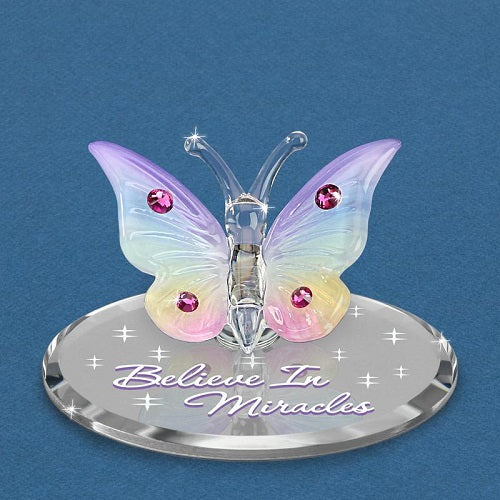 Glass Baron Crystal Butterfly "Believe in Miracles"