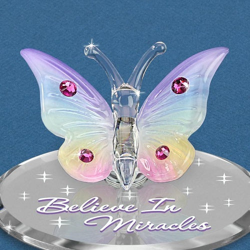 Glass Baron Crystal Butterfly "Believe in Miracles"