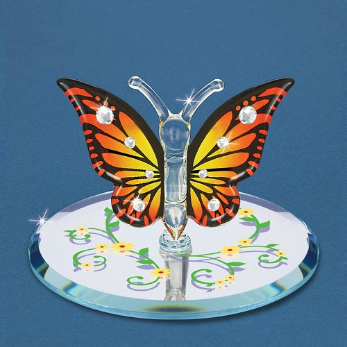Glass Baron Butterfly, Monarch With Crystal
