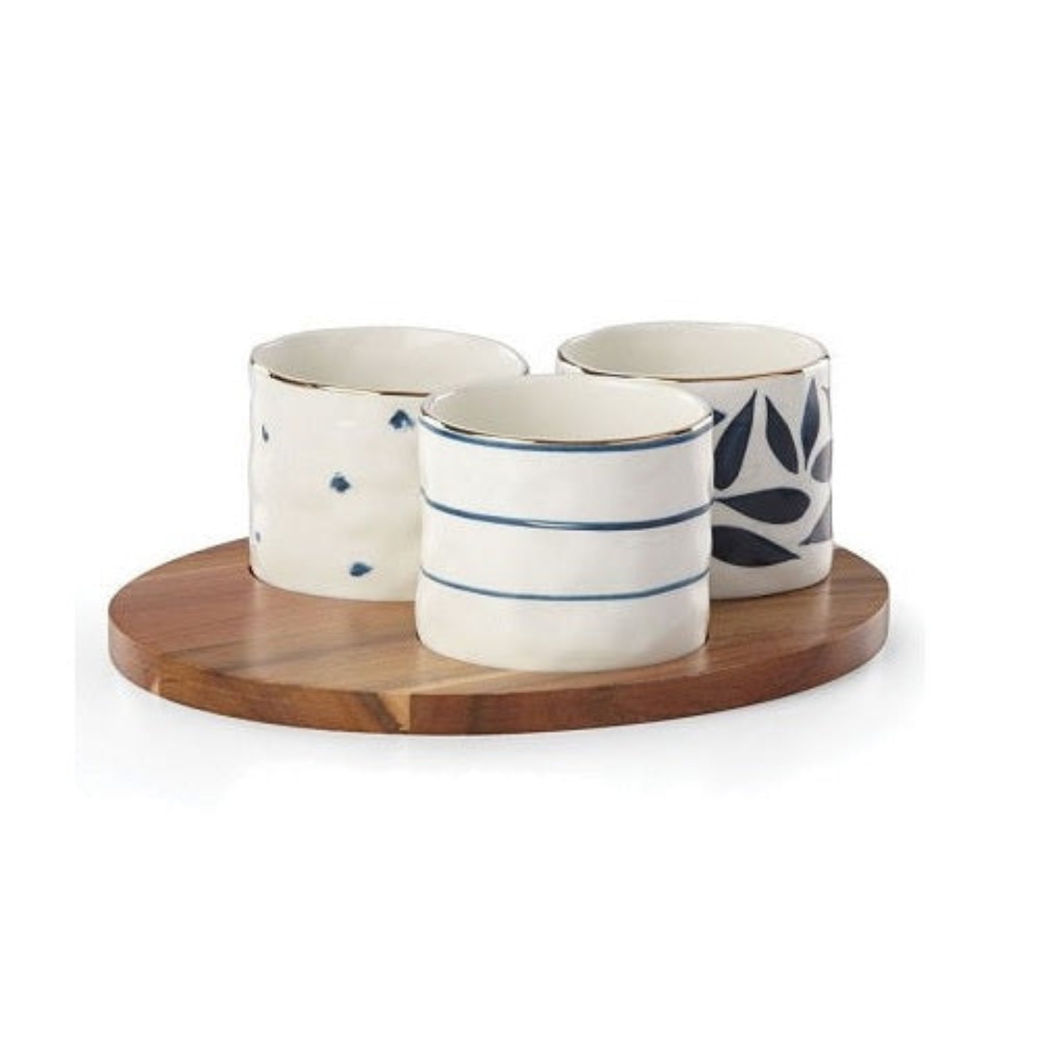 Lenox Blue Bay Dinnerware Round Snack Bowls and Tray, Set Of 3