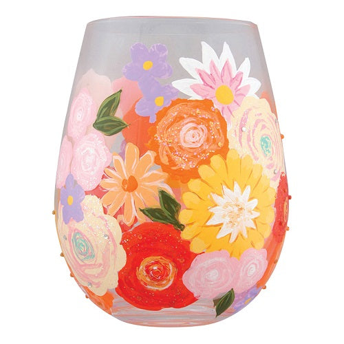 Lolita Spring Florals Handpainted Stemless Wine Glass