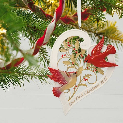Our First Christmas Together Heart 2018 Porcelain Ornament